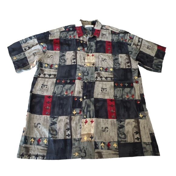 Pierre Cardin Men’s Medium Multicolor Rayon Print Shirt Button Up Collar Casual - Picture 3 of 8